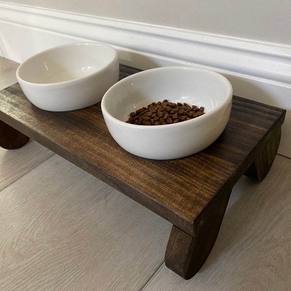 Raised Porcelain Pet Bowl with Wooden Stand | Dog Bowl | Cat Bowl | Modern Bowl | Modern Cat Feeder | The Original PurrfectBowls