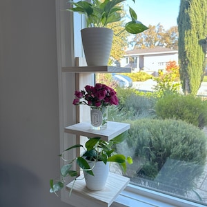 Handmade Pine Wood Window Plant Shelf: No-Drill Renter Friendly