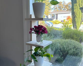 Handmade Pine Wood Window Plant Shelf: No-Drill Renter Friendly