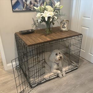 Dog Crate Kennel Topper | Wood Dog Kennel Table Cover | Solid American Pine | Modern Pet Furniture | Durable & Stylish image 10