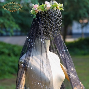 Sparkle Shimmer Wedding Veil Glod Sequin Cathedral wedding veil Black long wedding veil Luxury bridal veil Flashing Super Star sequins veil