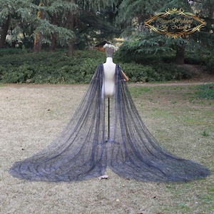 Bride's wing Cathedral veil cape,Glitter bridal wedding cape, Sparkle silver black wedding veil,glitter champagne cape,Floor Decorative veil