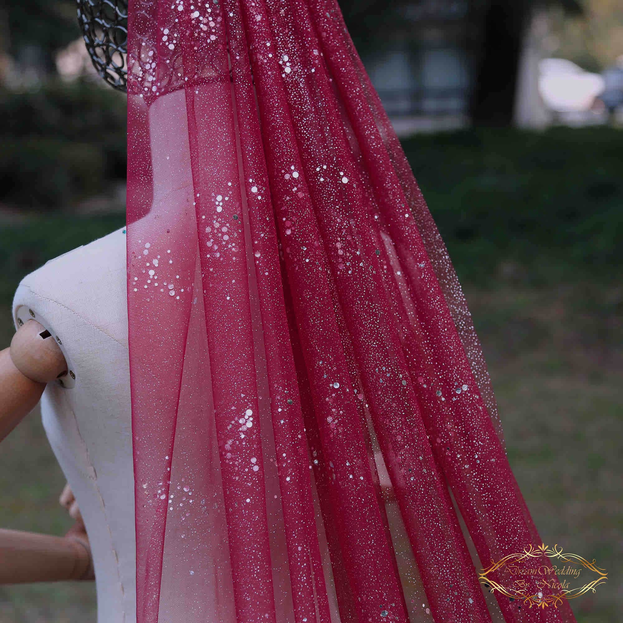 Maroon wedding veil online