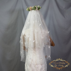Pearls & Flowers Wedding Veil: Two Tier Bridal Veil