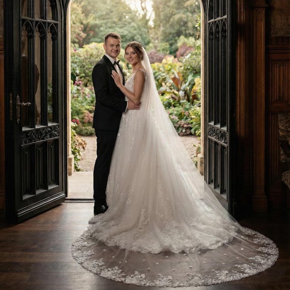 Cathedral Veil - 118inch soft - bride Ursumy Cathedral Wedding Veil 118 Inch - 2 Tier Soft Tulle  main image 4