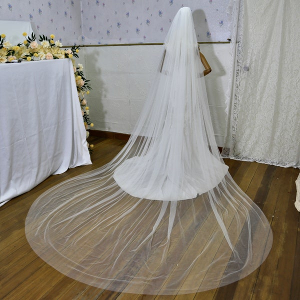 Single Layer Cathedral Veil Ivory Veil simple Bridal Veil wedding with cathedral wedding veil bridal black Long wedding Veil Custom length