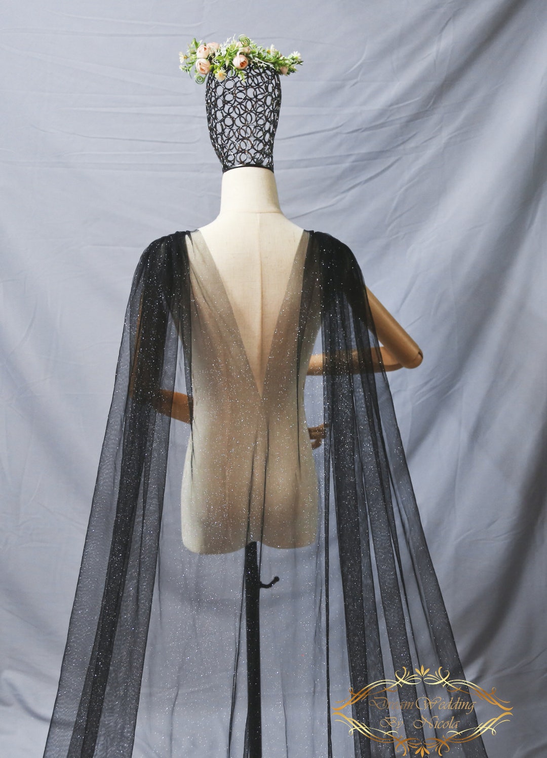 Sparkle Black / Champagne Cathedral Wedding Veil Wedding Cathedral ...