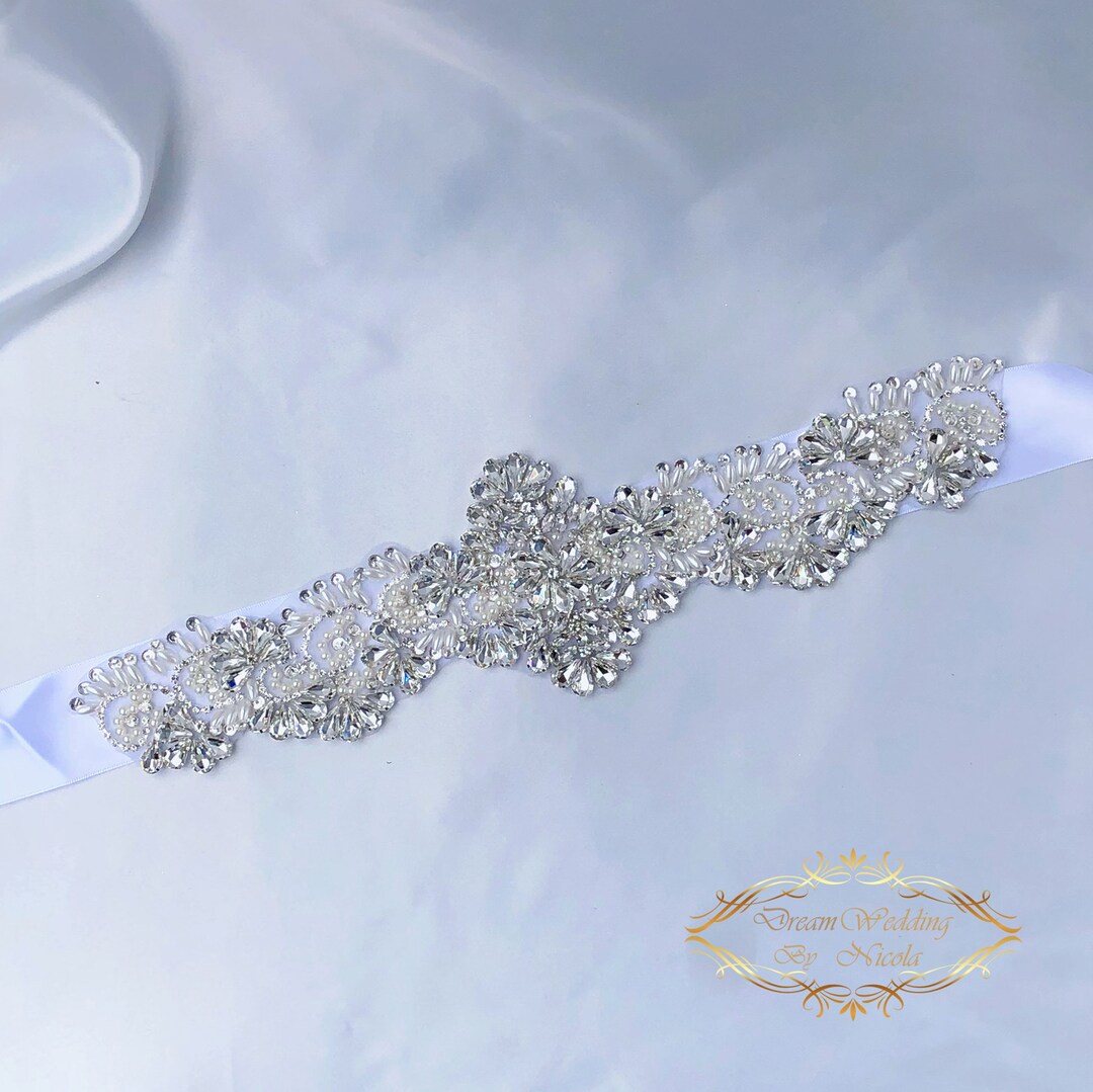 Luxury Crystal Wedding Belt: Rhinestone Bridal Dress Sash - Etsy