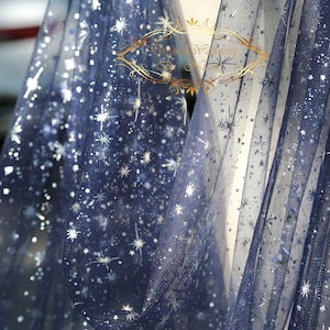 Sparkling navy blue bridal chapel cape Navy blue cape with silver starlight Cathedral length wedding cape veil bridal long Navy Blue veil