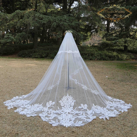 Cathedral Wedding Veil, Soft Wedding Veil, White Veils, Ivory Veil, White  Wedding Veil, Long Ivory Veil, Veil With Comb, Long Bridal Veil 