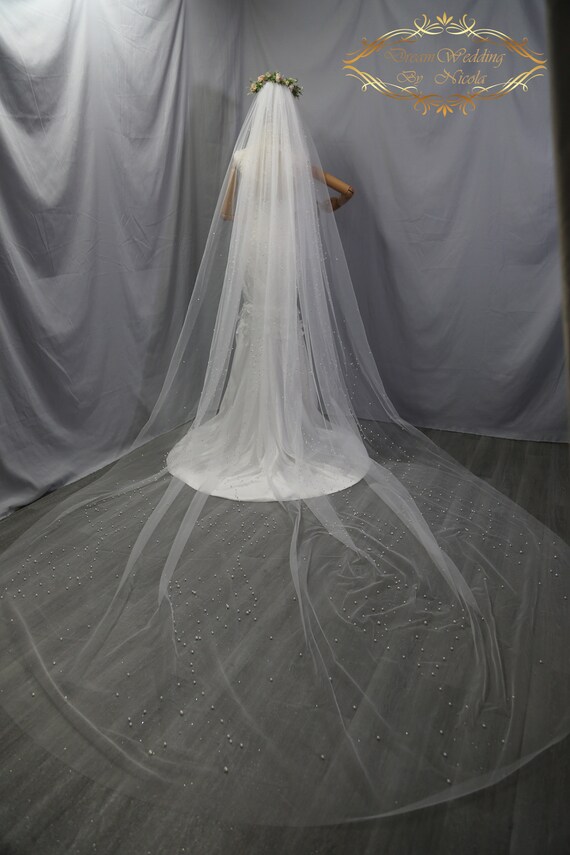 137in Pearls Crystals Wedding Veil wedding Veil bridal Veils