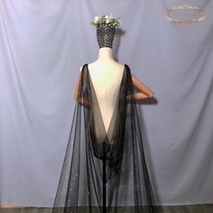 Sparkle silver bridal cape black glitter wedding cape bridal veil glitter light ivory Champagne shawl brides cape black sequined cape veil