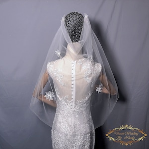 Drape Veil in Bridal Veil Draped Fingertip wedding veil Ivory cape delicate floral lace applique Bridal cape Ivory Bohemian Wedding cape