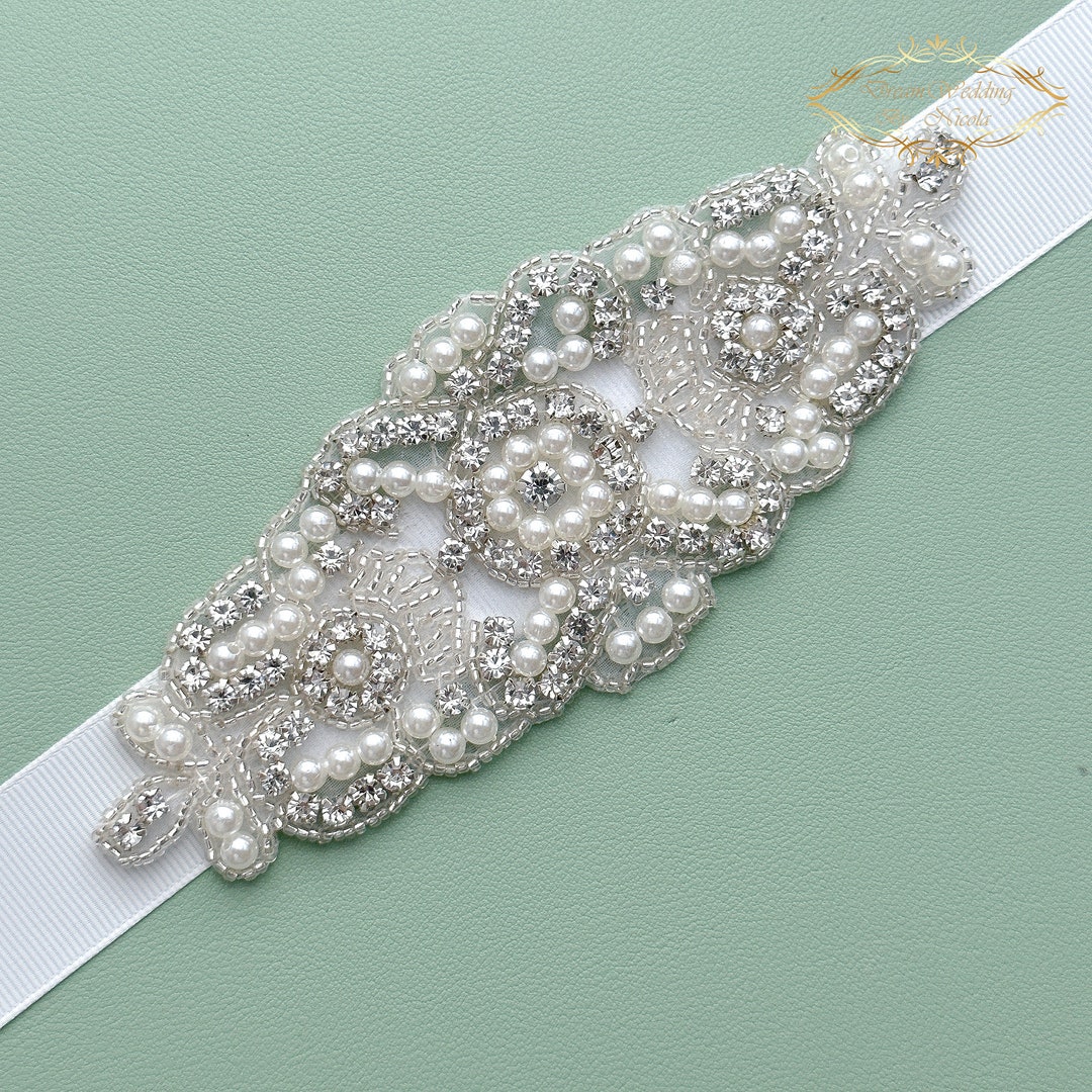 Pearl & Crystal Bridal Belt: Handmade Wedding Dress Sash - Etsy