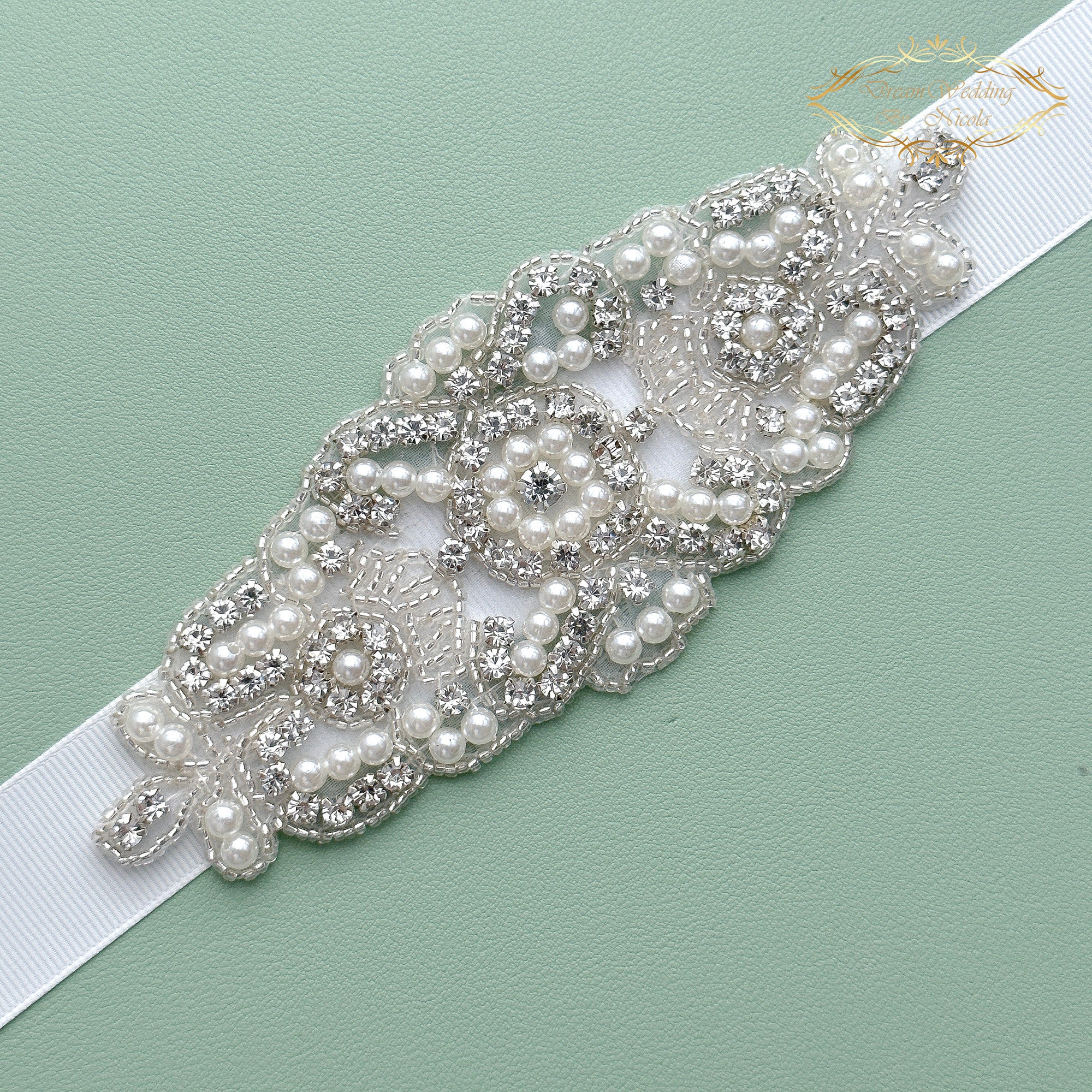 Pearl & Crystal Bridal Belt: Handmade Wedding Dress Sash - Etsy