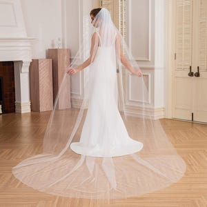 Single Layer Cathedral Veil 1 tire Ivory Veil wedding with cathedral wedding veil black simple tulle sheer plain bridal veil Custom length