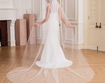 Single Layer Cathedral Veil 1 tire Ivory Veil wedding with cathedral wedding veil black simple tulle sheer plain bridal veil Custom length