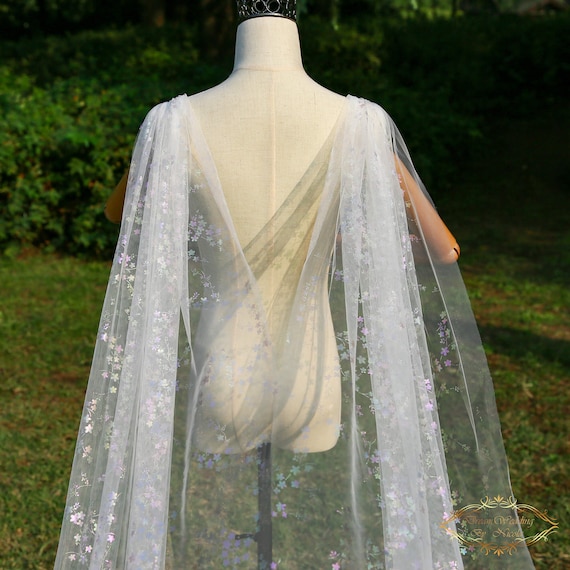 Bridal Cape With Colorful Flowers Bridal Cape Changes Color