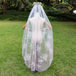 Light Pink Gradient Bridal Veil: Silver Glitter Flower Wedding Veil