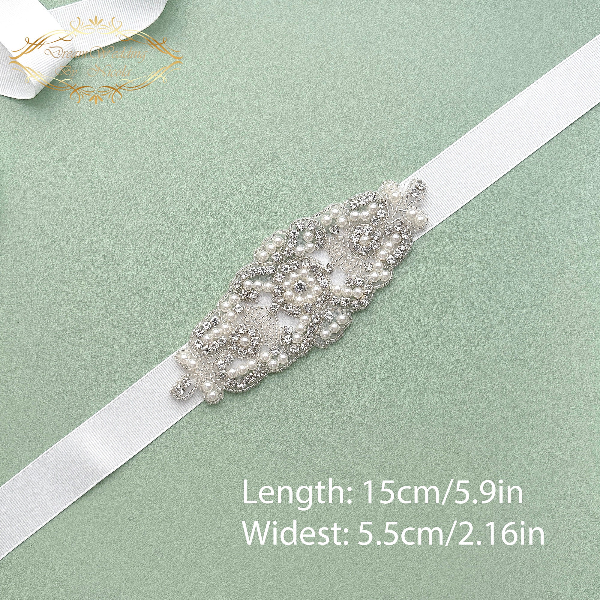 Pearl & Crystal Bridal Belt: Handmade Wedding Dress Sash - Etsy display picture 3