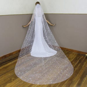 Starry Glitter Cathedral Wedding Veil: Interstellar Bridal Veil
