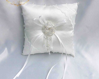 fringed bridal wedding ring pillow,Pearl Lace Ring Pillow,Ring Pillow,Ring Bearer Pillow,Rustic Wedding,Ring Cushion,wedding gift (RP10)