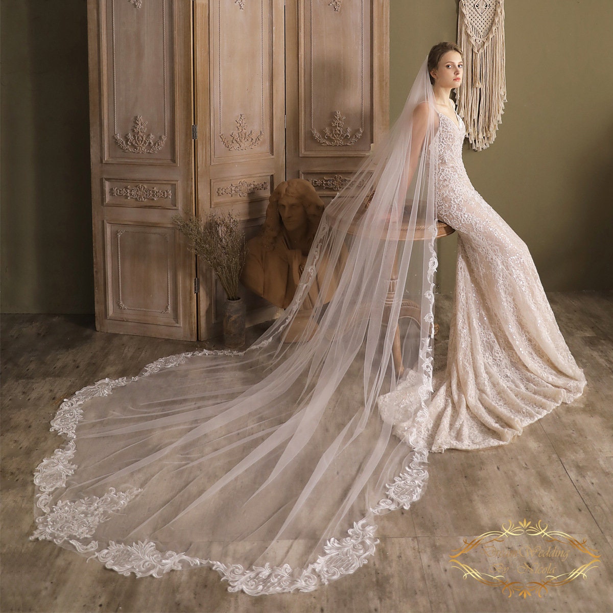 Fairy Tale Worthy Cathedral Length Lace Bridal Veil Fit For A Princess –  Simibridaldresses