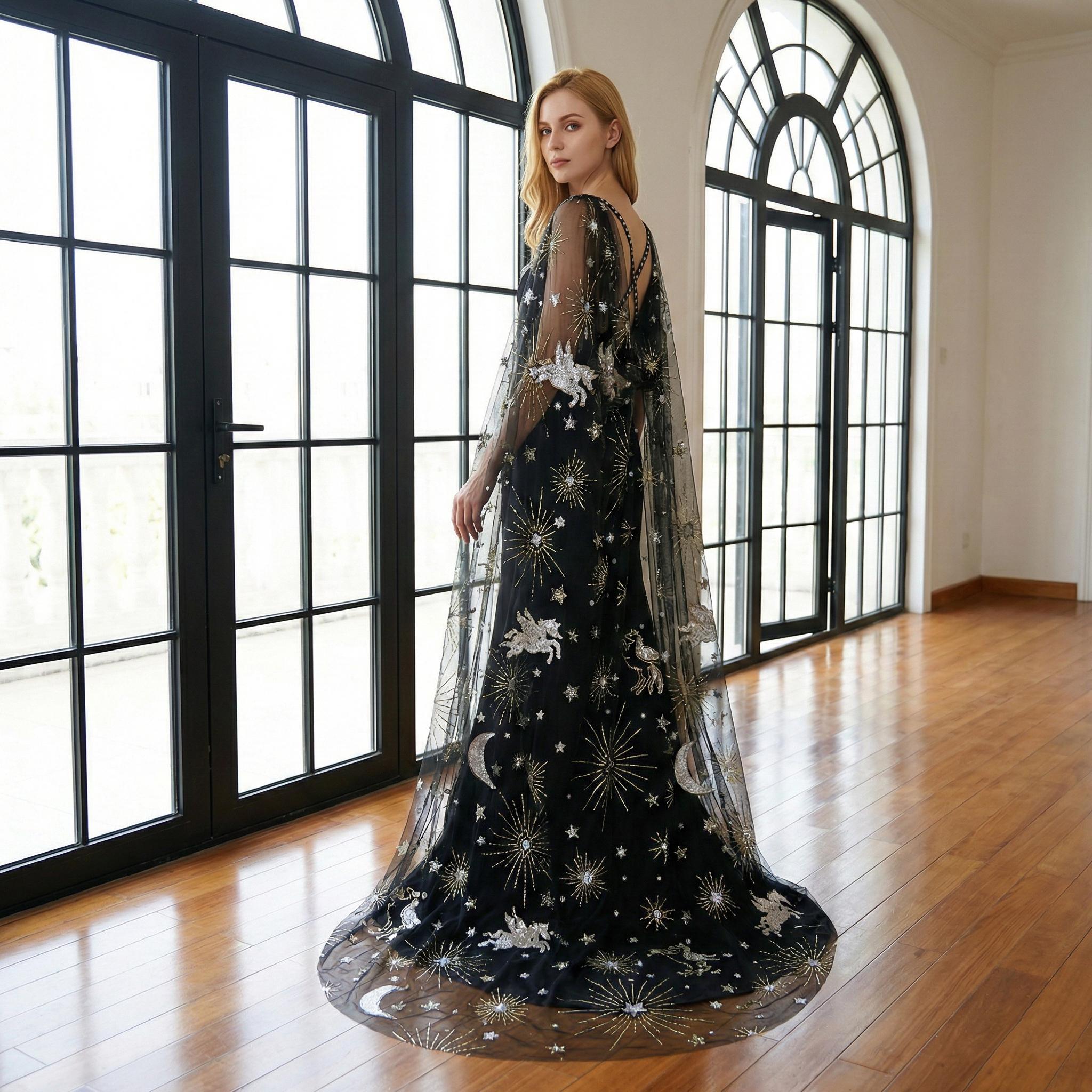 Fantasy Black Celestial Wedding Dress - Etsy