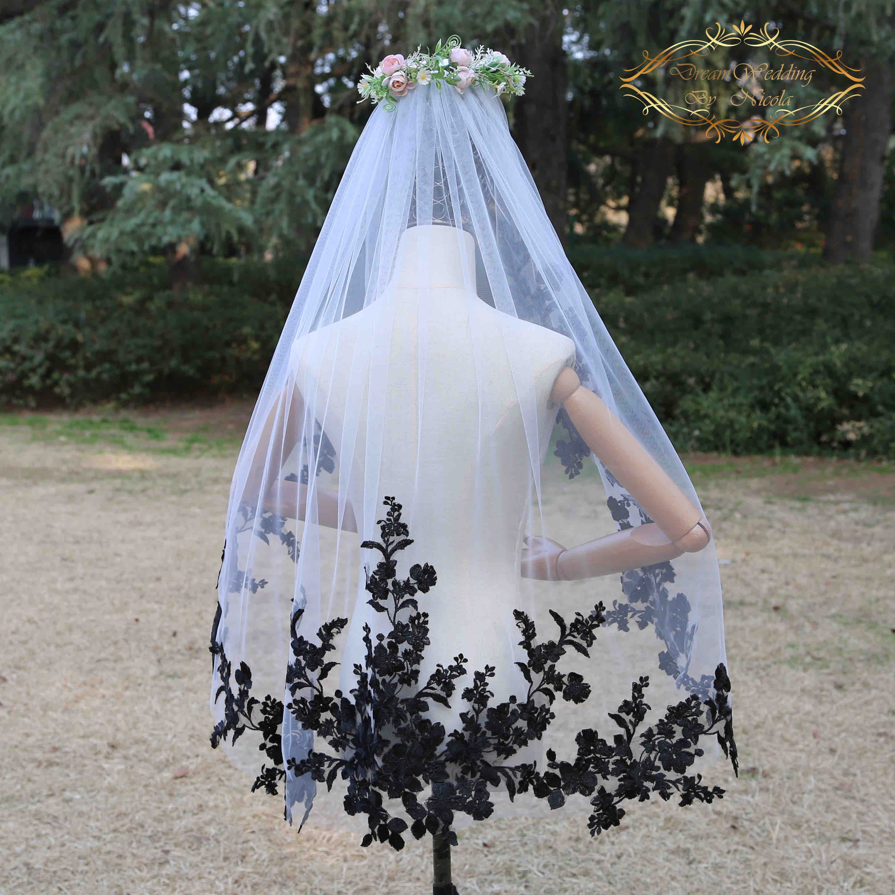 Hollow Point Black/White Mesh Veil Elegant Black Birdcage Veil - Vintage Wedding Accessory main image 3
