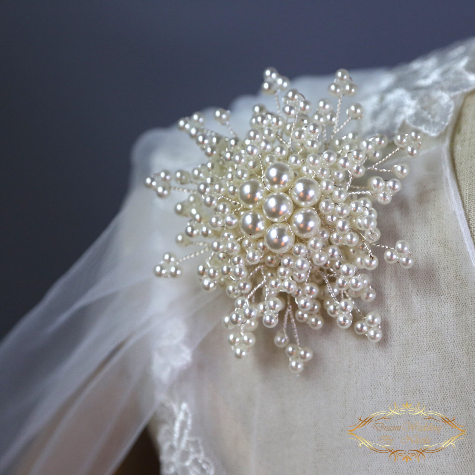pearl wedding cape