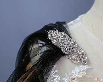 Pearl Cape Wedding Veil: Glitter Cathedral Bridal Cape