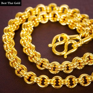 24 inch Double ROLO Chain: 24K Gold Plated Necklace, Thailand Jewelry, Mens Necklace - DDP (Delivered Duty Paid)