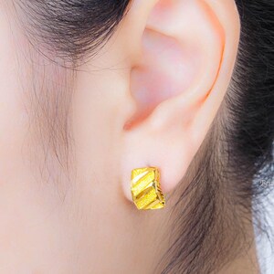 Rectangle Gold Plated Latch Back Earrings Thailand Handmade Wedding Jewelry - DDP (Delivered Duty Paid)