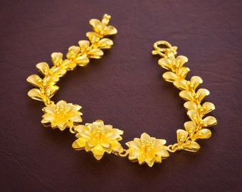 タイゴールドメッキバングルブレスレットセット7個：ハンドメイド18K