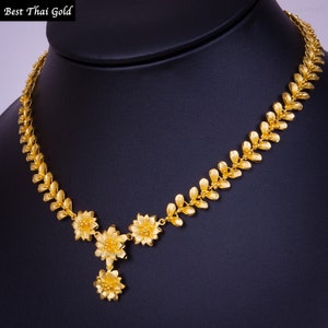 24K Gold Plated Flower Necklace: Thai Baht Chain- DDP (Delivered Duty Paid)