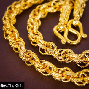 Spiga Chain Necklace: 24K Gold Plated Brass, Handmade Thailand- DDP (Delivered Duty Paid)