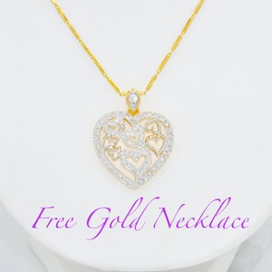 24K Vergoldete CZ Herz Anhänger Halskette: Thai Gold Jewelry- DDP (Deliveredduty Paid)