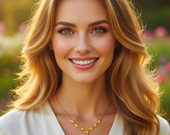 24K Gold Plated Star Necklace, Thai Jewelry Gift