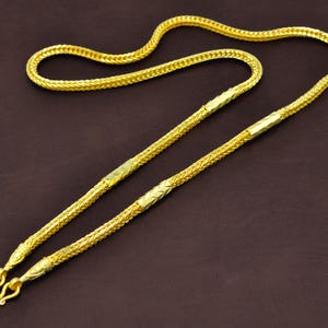 24&quot;,Thailand Gold Necklace,Baht Chain 24K,Yellow Gold Plated,Mens Jewelry,Asia Gold Jewelry,Amulet Mens Necklace,Birthday Gift for him