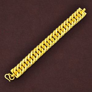 7.5&quot;,Mens Jewelry,Mens Bracelet,Cuban Chain,Asia Gold Jewelry,Thai Gold Bracelet,Baht Chain 24K Yellow Gold Plated,Birthday,Christmas Gifts