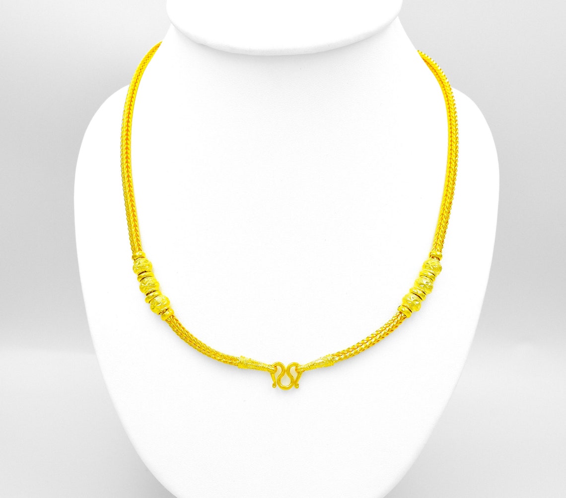 Beaded Gold Necklace WomenThailand Baht Gold Jewelry22K 23K | Etsy