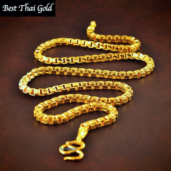 Buy Jewelry Gold Necklace Chain Link 22K 23K 24K Thai Baht Yellow Gold  Plated Men's Jewelry 26 Inch Handmade From Thailand for Him Online in India  - Etsy