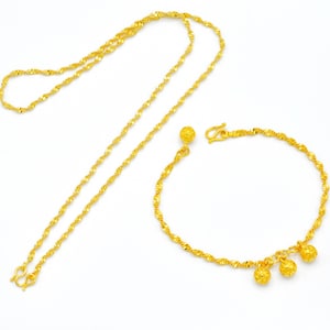 24K Vergoldete Halskette & Perlen Armband Set - Handgefertigter Thai Schmuck - DDP (Deliveredduty Paid)