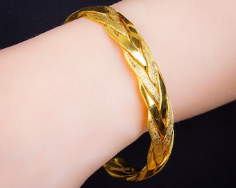 タイゴールドメッキバングルブレスレットセット7個：ハンドメイド18K