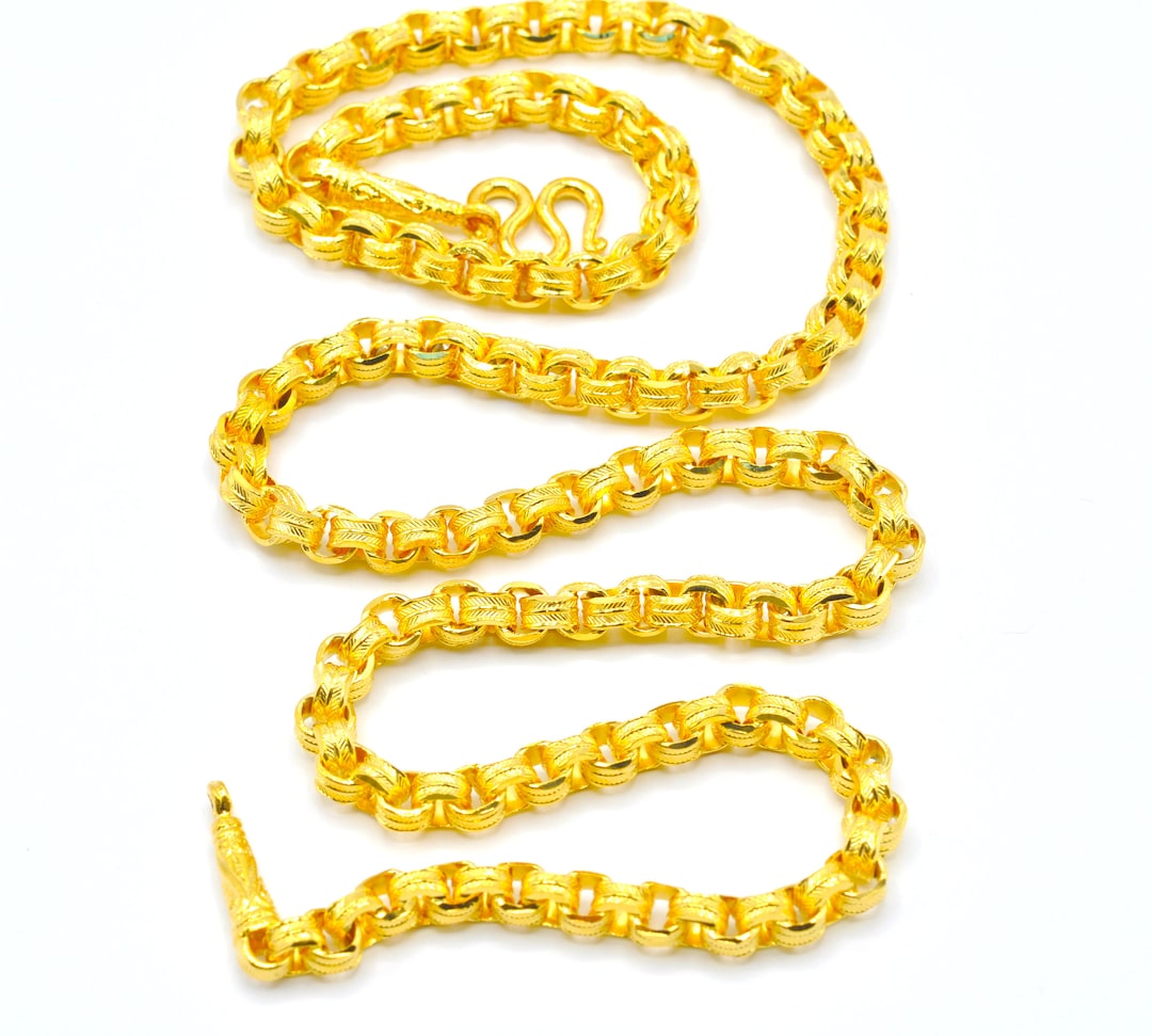 ROLO Chain,thailand Gold Necklace,baht Chain 24k,yellow Gold Plated ...