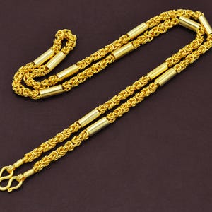 24K Gold Plated Mens Necklace: Thai Baht Chain, Handmade- DDP (Delivered Duty Paid)