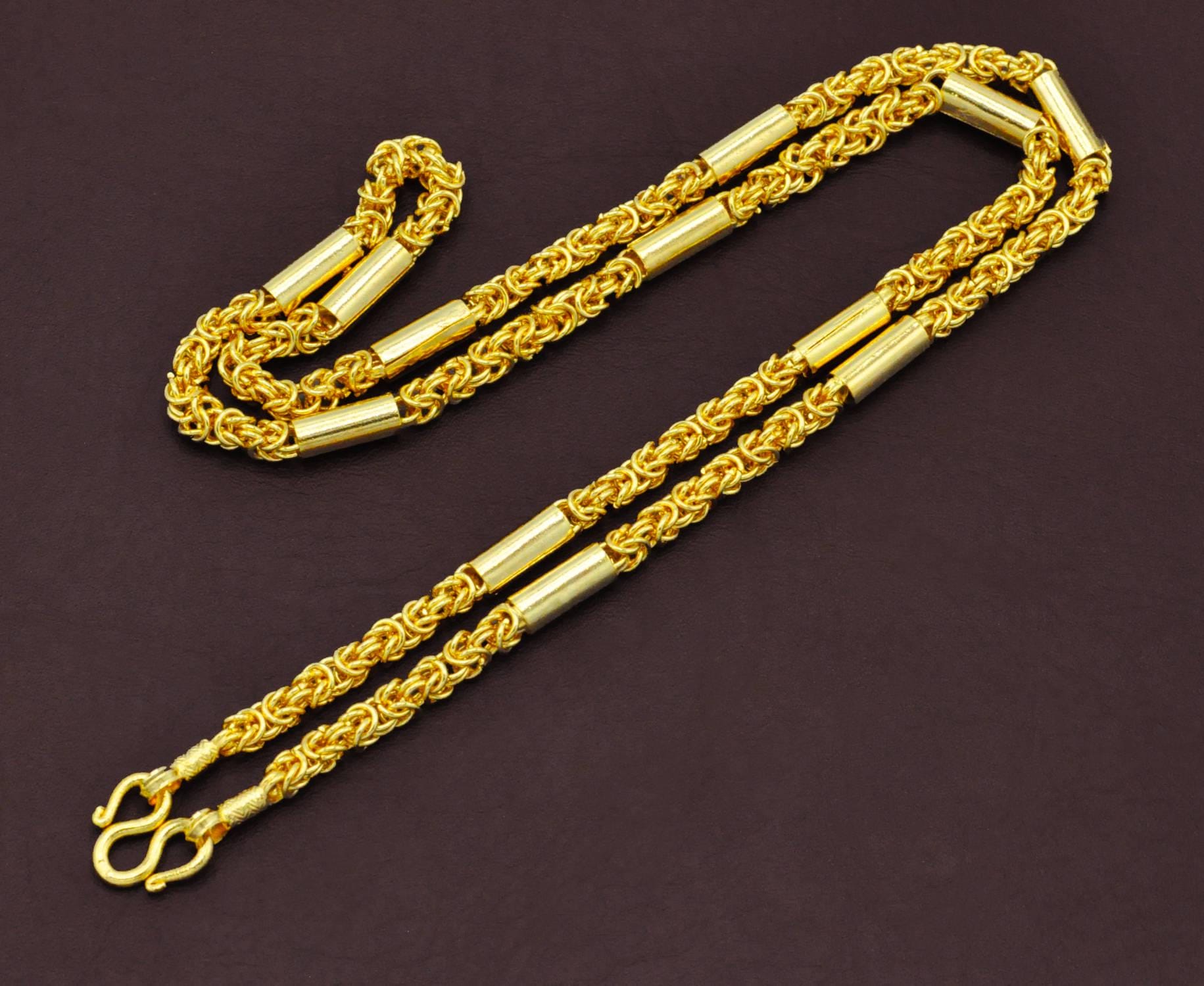 Thailand Gold Jewelry Baht Chain 22K 24K Yellow Gold Plated Necklace Amulet Necklace Mens Necklace Asia Gold Jewelry Birthday Gift for him