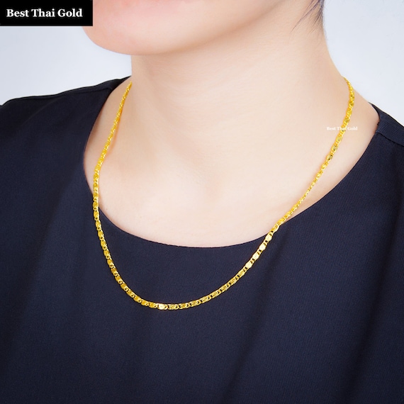 24K Gold Plated Chain Necklace, Thai Jewelry, 18 inch