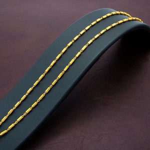 24K Vergoldete Bar-Gliederkette, Halskette: Thailändischer Baht-Schmuck, 43 cm - DDP (Delivered Custom Paid)