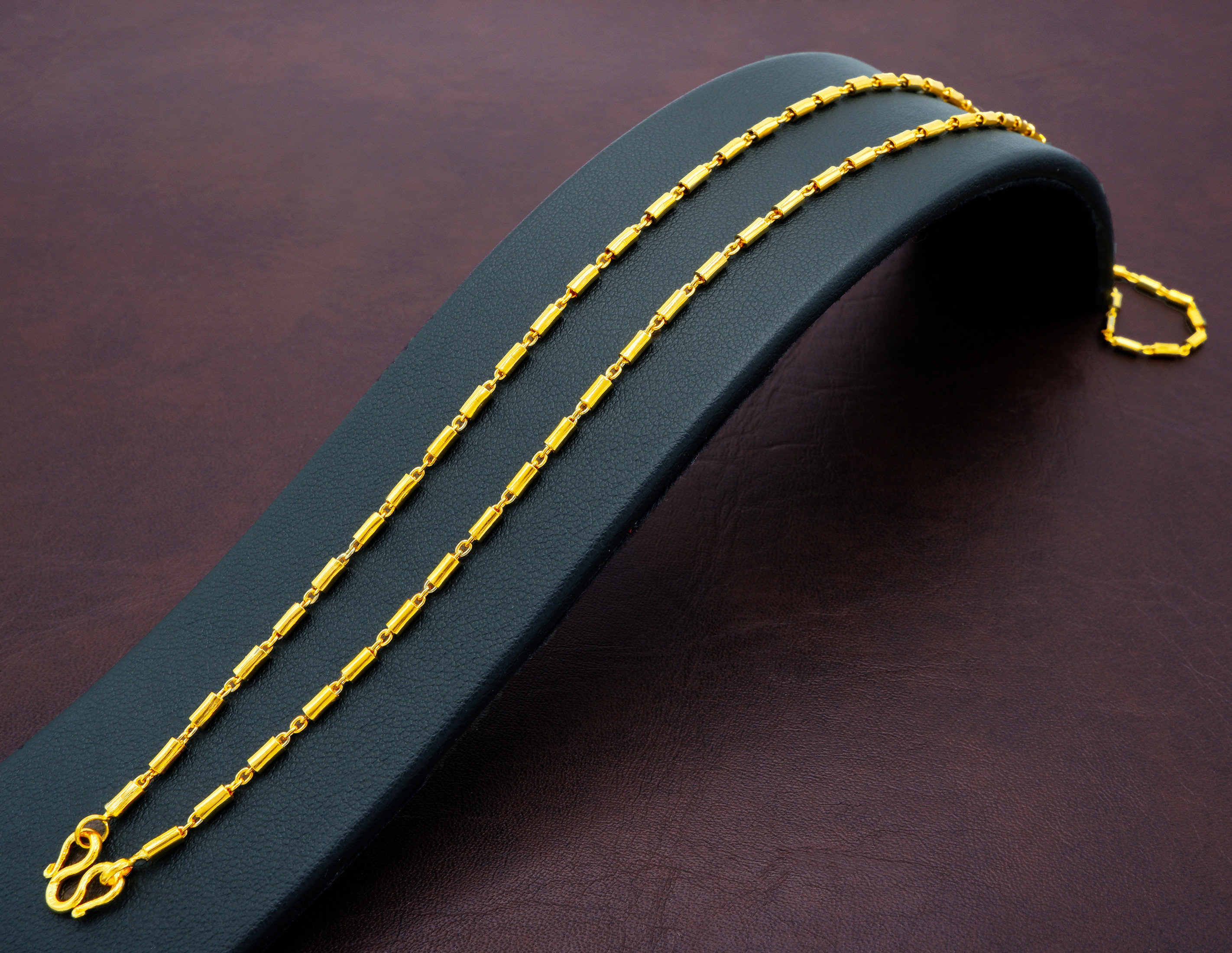17",Bar Link Chain Necklaces for Women,22K 24K Yellow Gold Plated Necklace,Thai Jewelry,Baht Chain,Amulet Necklace,Asian Gold,Birthday Gift